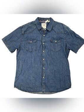 Thread & Cloth Men's XXL Short Sleeve Pearl Snap Down Chest Pocket Shirt NWT